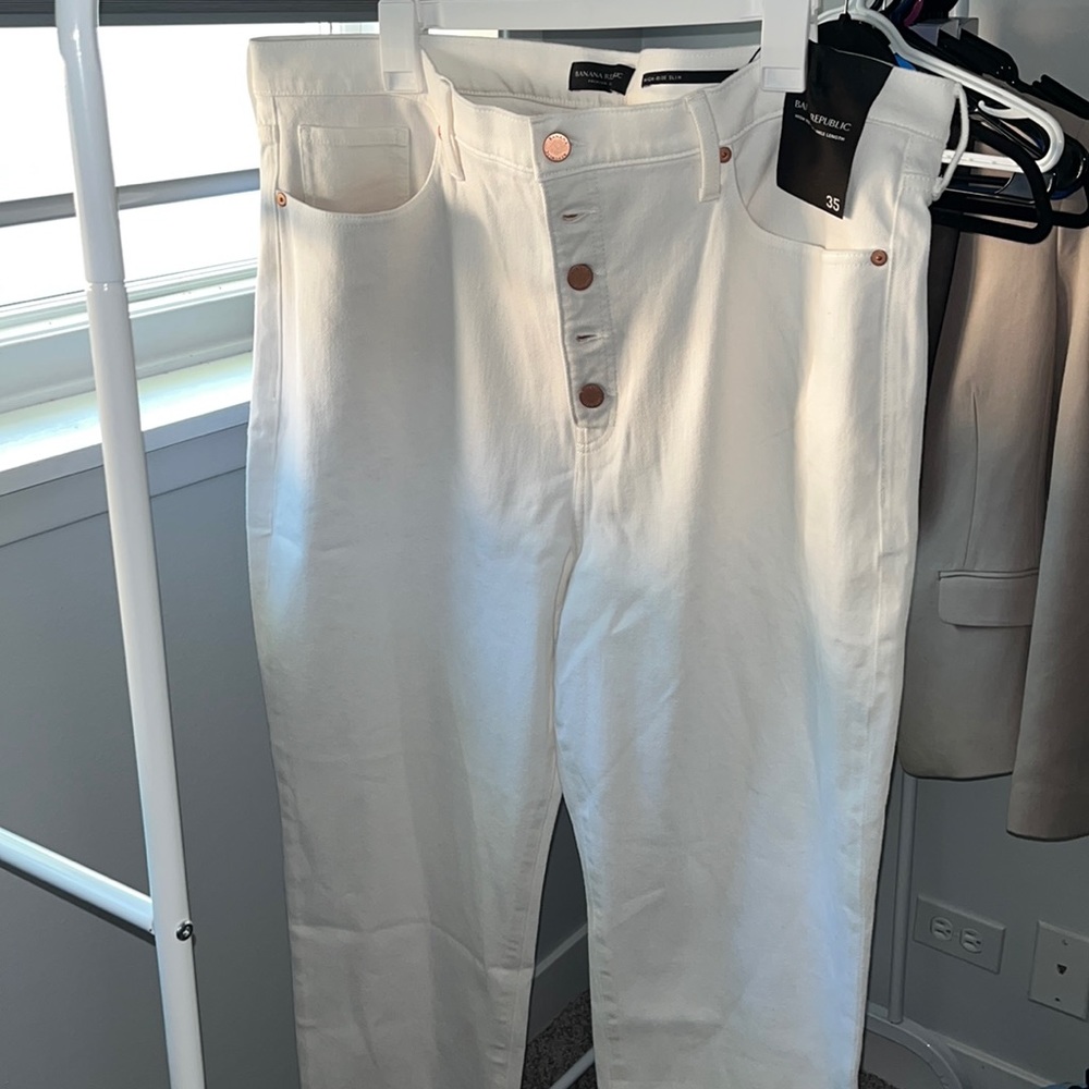 Banana Republic‎ White High Rise Slim Jeans Size 35